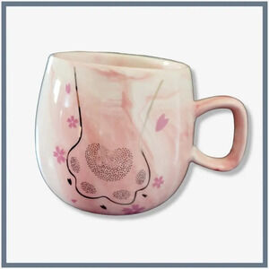 A cat's paw pink marble ceramic mug